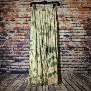 Blue life green and pink tie dye small maxi skirt